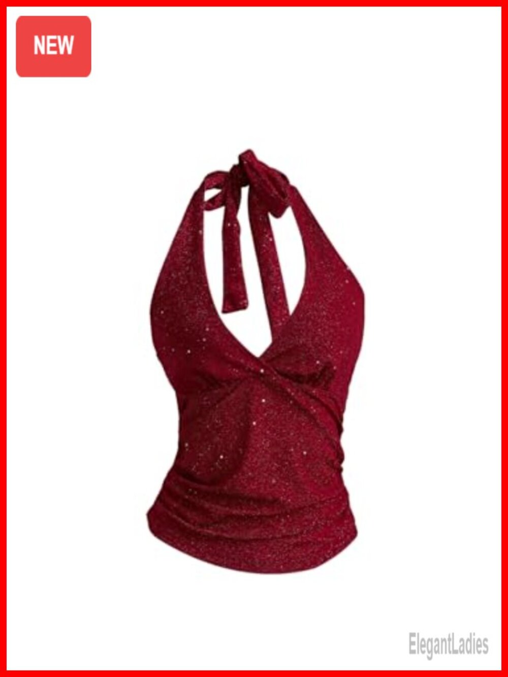Sparkly Sequin Halter Tank Top Backless Sleeveless Party Rave